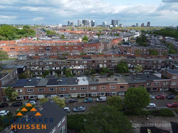 Luchtfoto van daken in woonwijk Huissen